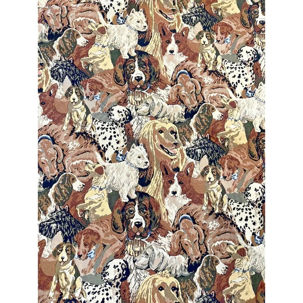 Tapestry Dog Print Fabric Remnant Piece See Pictures for Measurements Vintage